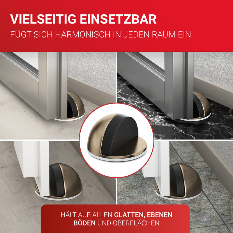 LouMaxx Türstopper Boden selbstklebend - 2er Set Tür Stopper Antik-Messing-Optik - Türstopper kleben - Bodentürstopper selbstklebend