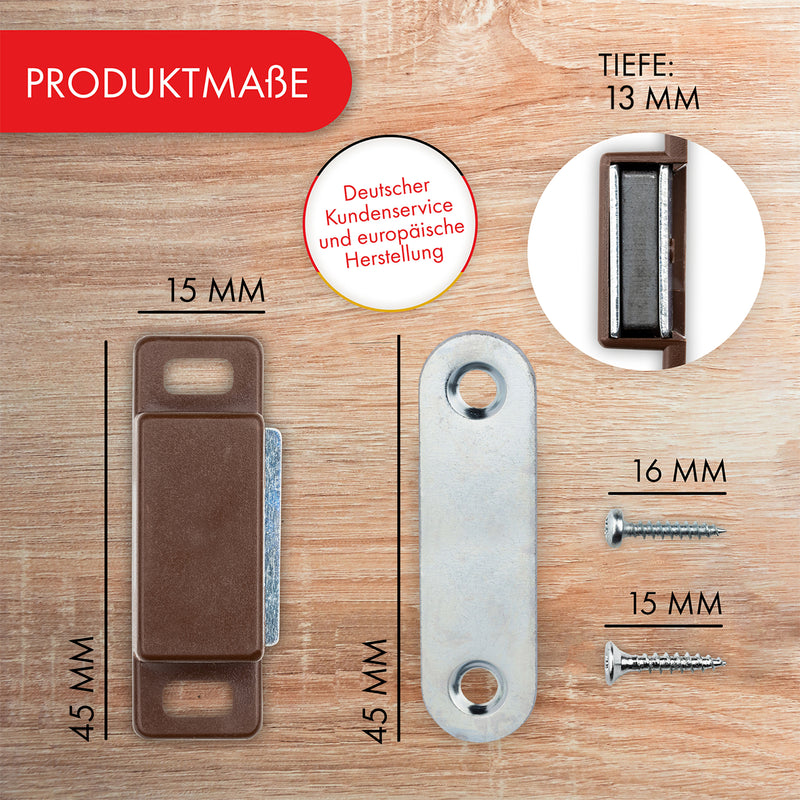 LouMaxx Magnetschnäpper stark - Haltekraft 4kg - 10er Set in braun – Türmagnet - Magnetverschluss - Tür Magnet - Magnetverschluss Schrank