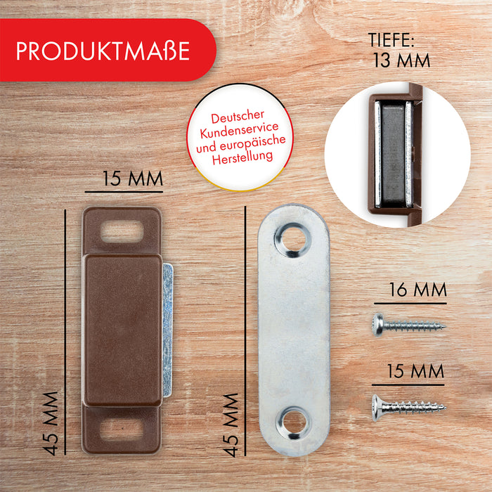 LouMaxx Magnetschnäpper stark - Haltekraft 4kg - 10er Set in braun – Türmagnet - Magnetverschluss - Tür Magnet - Magnetverschluss Schrank