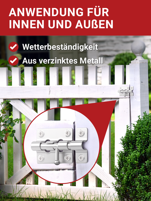 LouMaxx Türriegel 2er Set - Riegelschloss 38x55 mm - inklusive Schrauben - Schlossriegel – Riegel Tür - Schieberiegel – Verriegelung für Türen