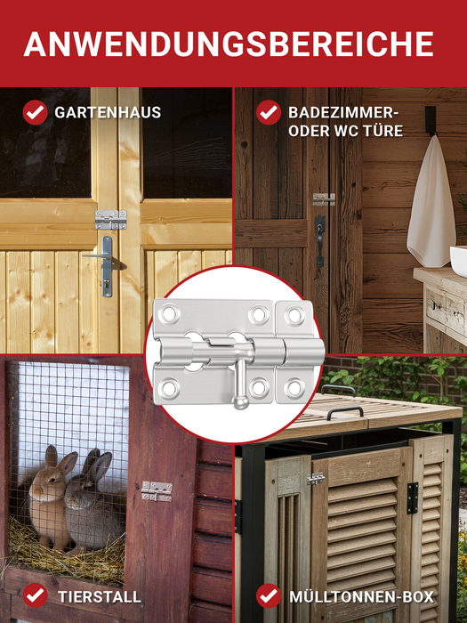 LouMaxx Türriegel 2er Set - Riegelschloss 38x55 mm - inklusive Schrauben - Schlossriegel – Riegel Tür - Schieberiegel – Verriegelung für Türen