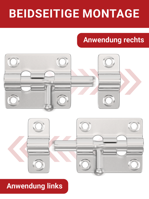 LouMaxx Türriegel 2er Set - Riegelschloss 38x55 mm - inklusive Schrauben - Schlossriegel – Riegel Tür - Schieberiegel – Verriegelung für Türen