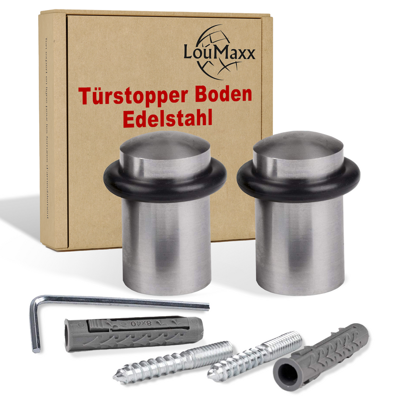 LouMaxx Türstopper Boden Edelstahl zum Schrauben rund - 2er Set Tür Stopper – Türstopper Edelstahl – Türstopper Boden schrauben – Türstopper schrauben