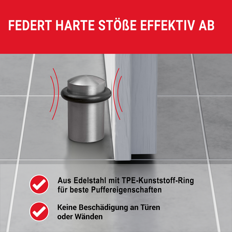 LouMaxx Türstopper Boden Edelstahl zum Schrauben rund - 2er Set Tür Stopper – Türstopper Edelstahl – Türstopper Boden schrauben – Türstopper schrauben