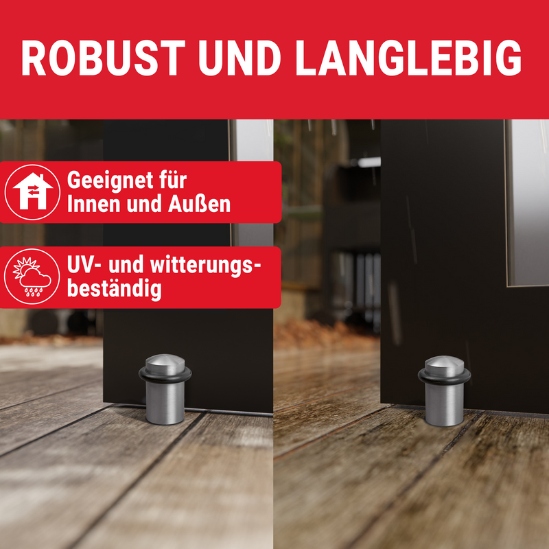 LouMaxx Türstopper Boden Edelstahl zum Schrauben rund - 2er Set Tür Stopper – Türstopper Edelstahl – Türstopper Boden schrauben – Türstopper schrauben