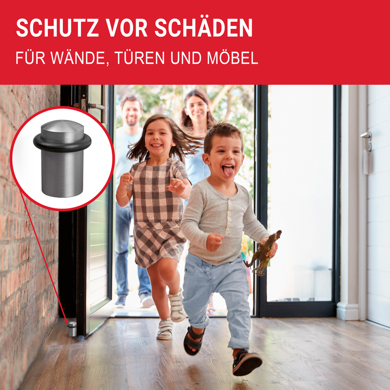 LouMaxx Türstopper Boden Edelstahl zum Schrauben rund - 2er Set Tür Stopper – Türstopper Edelstahl – Türstopper Boden schrauben – Türstopper schrauben