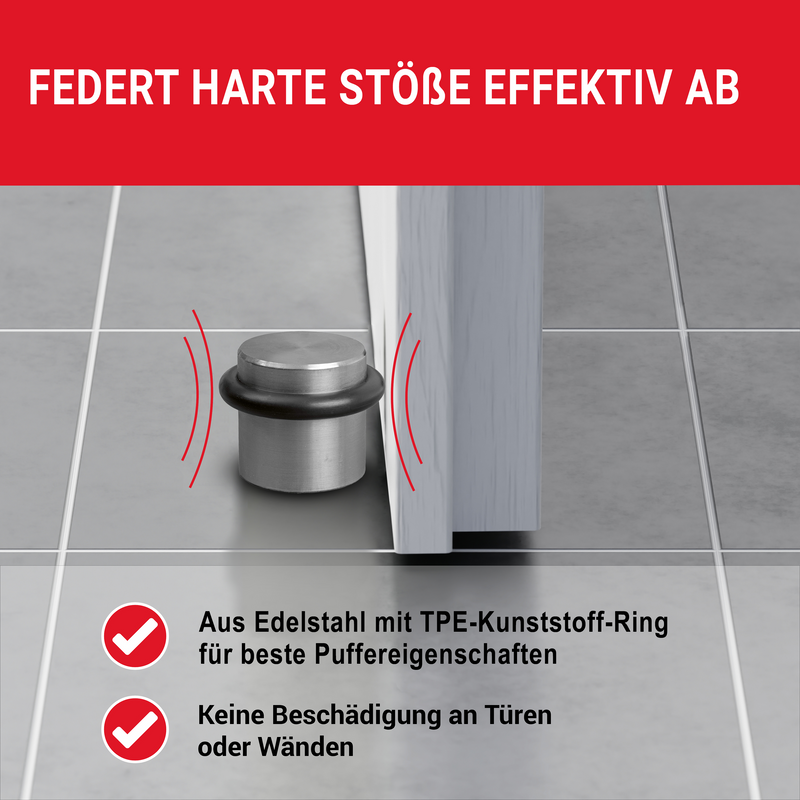 LouMaxx Türstopper Boden Edelstahl zum Schrauben rund – 2er Set Tür Stopper – Türstopper Edelstahl – Türstopper Boden schrauben – Türstopper schrauben