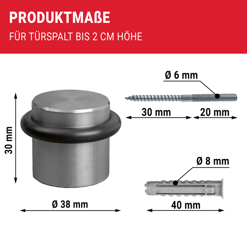LouMaxx Türstopper Boden Edelstahl zum Schrauben rund – 2er Set Tür Stopper – Türstopper Edelstahl – Türstopper Boden schrauben – Türstopper schrauben