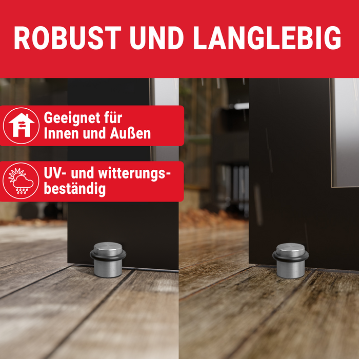 LouMaxx Türstopper Boden Edelstahl zum Schrauben rund – 2er Set Tür Stopper – Türstopper Edelstahl – Türstopper Boden schrauben – Türstopper schrauben
