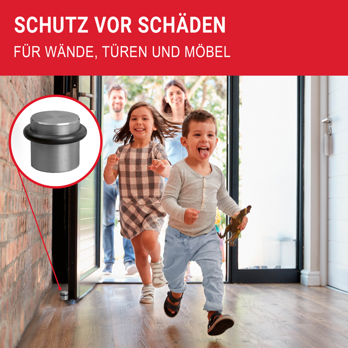 LouMaxx Türstopper Boden Edelstahl zum Schrauben rund – 2er Set Tür Stopper – Türstopper Edelstahl – Türstopper Boden schrauben – Türstopper schrauben