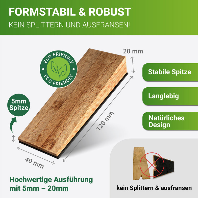 LouMaxx Bambus Türkeil Türstopper Boden 2er Set, Holz - Türstopper Keil aus naturbelassenem Bambus – Türstopper Holz – Türkeil Holz – Keile Holz