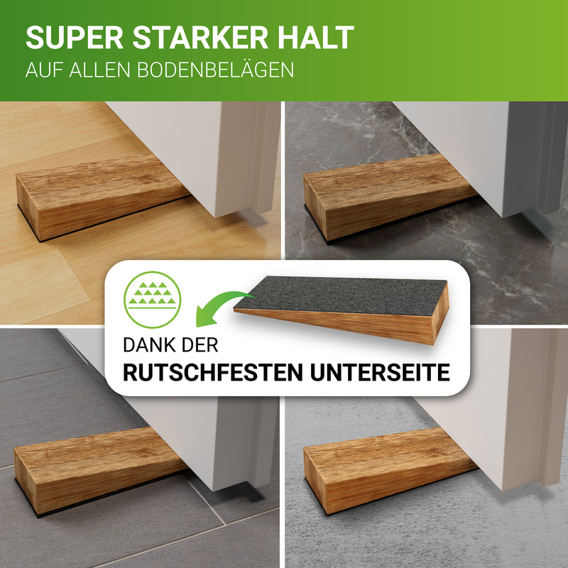 LouMaxx Bambus Türkeil Türstopper Boden 2er Set, Holz - Türstopper Keil aus naturbelassenem Bambus – Türstopper Holz – Türkeil Holz – Keile Holz