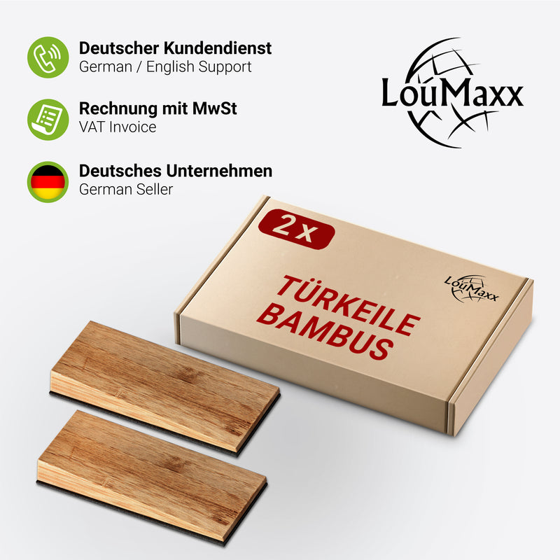LouMaxx Bambus Türkeil Türstopper Boden 2er Set, Holz - Türstopper Keil aus naturbelassenem Bambus – Türstopper Holz – Türkeil Holz – Keile Holz