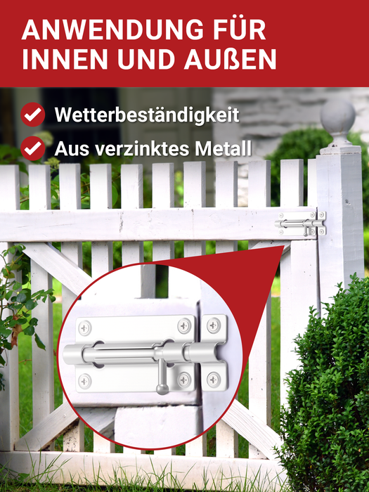 LouMaxx Türriegel 2er Set - Riegelschloss 38x70 mm - inklusive Schrauben - Schlossriegel – Riegel Tür - Schieberiegel – Verriegelung für Türen