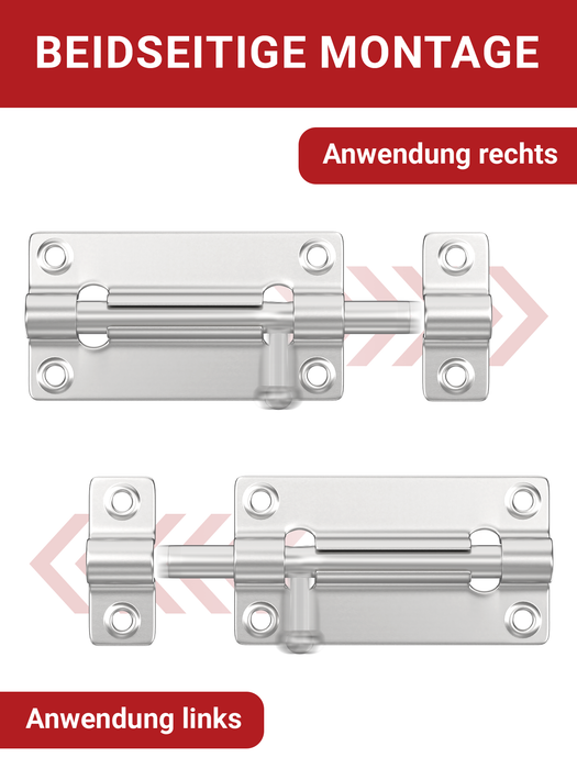 LouMaxx Türriegel 2er Set - Riegelschloss 38x70 mm - inklusive Schrauben - Schlossriegel – Riegel Tür - Schieberiegel – Verriegelung für Türen