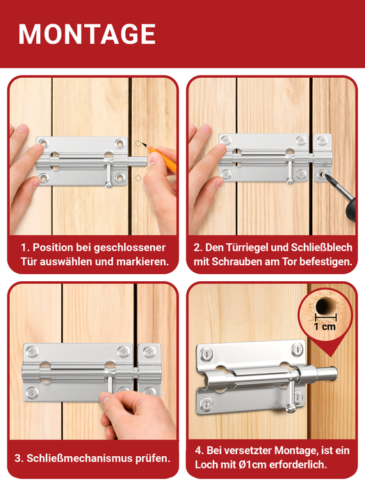 LouMaxx Türriegel 2er Set - Riegelschloss 38x70 mm - inklusive Schrauben - Schlossriegel – Riegel Tür - Schieberiegel – Verriegelung für Türen