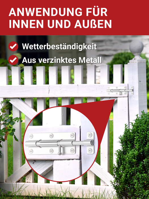 LouMaxx Türriegel 2er Set - Riegelschloss 38x100 mm - inklusive Schrauben - Schlossriegel – Riegel Tür - Schieberiegel – Verriegelung für Türen