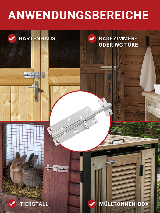 LouMaxx Türriegel 2er Set - Riegelschloss 38x100 mm - inklusive Schrauben - Schlossriegel – Riegel Tür - Schieberiegel – Verriegelung für Türen