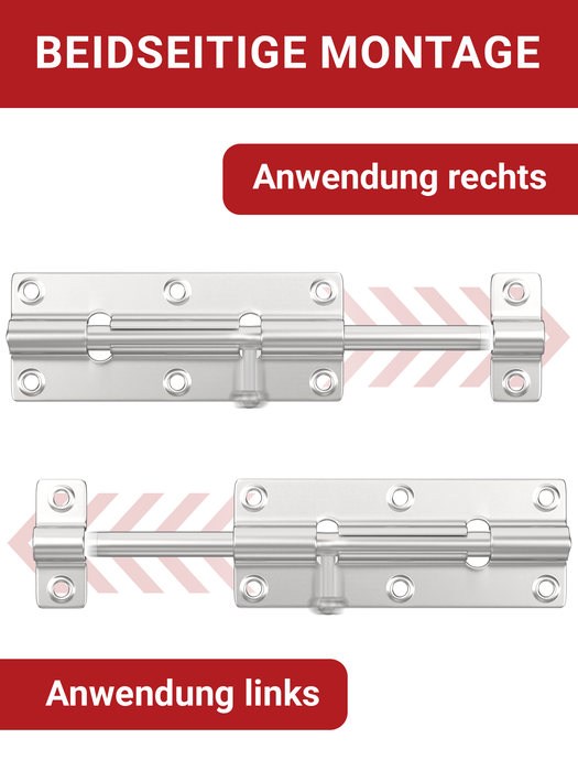 LouMaxx Türriegel 2er Set - Riegelschloss 38x100 mm - inklusive Schrauben - Schlossriegel – Riegel Tür - Schieberiegel – Verriegelung für Türen