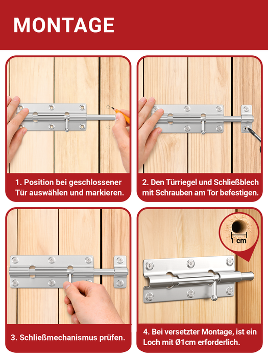 LouMaxx Türriegel 2er Set - Riegelschloss 38x100 mm - inklusive Schrauben - Schlossriegel – Riegel Tür - Schieberiegel – Verriegelung für Türen