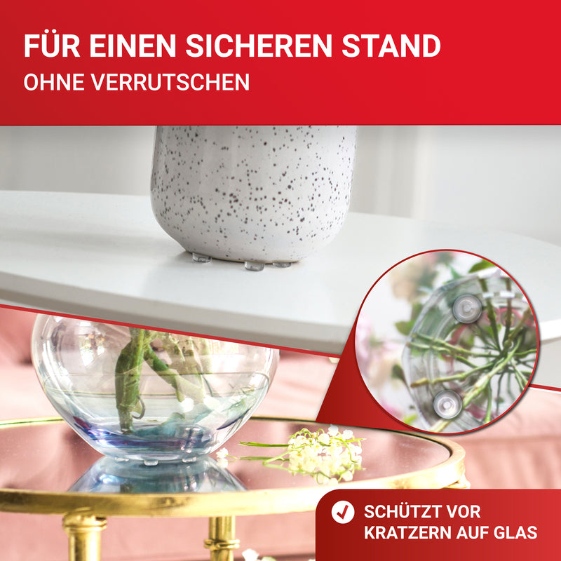 LouMaxx Gummipuffer - 12x Puffer transparent 22mm Ø - Gumminoppen für Glasplatten – Elastikpuffer transparent selbstklebend – Anschlagpuffer