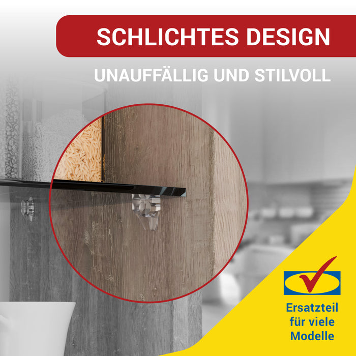 LouMaxx Bodenträger 5mm Kunststoff transparent mit Stahlstift, 50 Stück – Einlegeboden Halter - Regalbodenträger – Regalstifte – Fachbogenträger