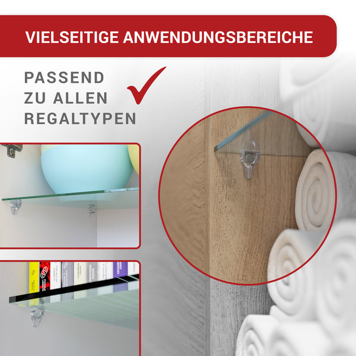 LouMaxx Bodenträger 5mm Kunststoff transparent mit Stahlstift, 50 Stück – Einlegeboden Halter - Regalbodenträger – Regalstifte – Fachbogenträger