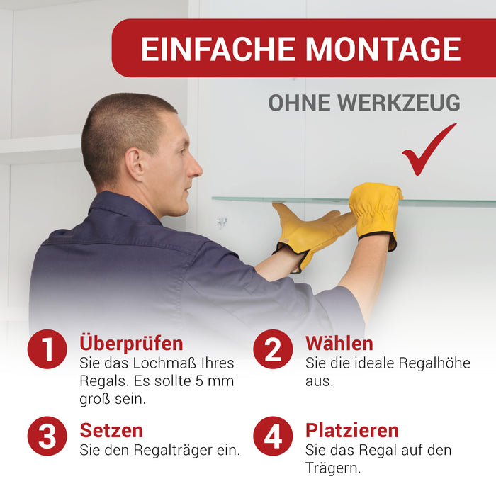 LouMaxx Bodenträger 5mm Kunststoff transparent mit Stahlstift, 50 Stück – Einlegeboden Halter - Regalbodenträger – Regalstifte – Fachbogenträger