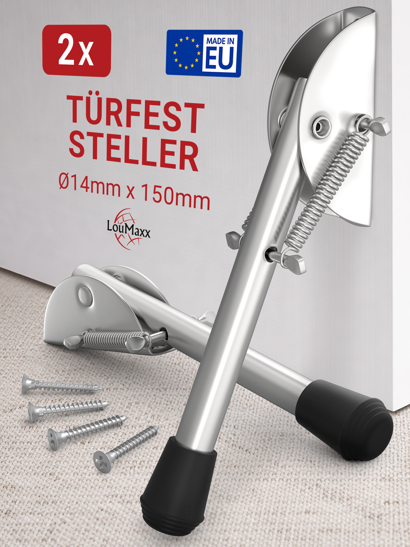 LouMaxx Türfeststeller - Türhalter 14x150 mm verzinkt - Türfeststeller Außen - Torstopper Außenbereich - Tür Halter - Idealer Tür Feststeller