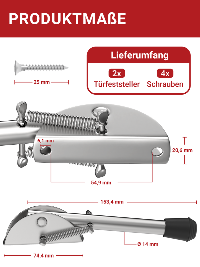 LouMaxx Türfeststeller - Türhalter 14x150 mm verzinkt - Türfeststeller Außen - Torstopper Außenbereich - Tür Halter - Idealer Tür Feststeller