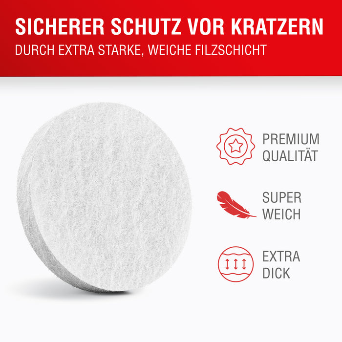 LouMaxx Filzgleiter selbstklebend weiß 112er Set (rund & eckig) – Filz selbstklebend - Möbelgleiter mit 4 mm Dicke und hoher Klebkraft