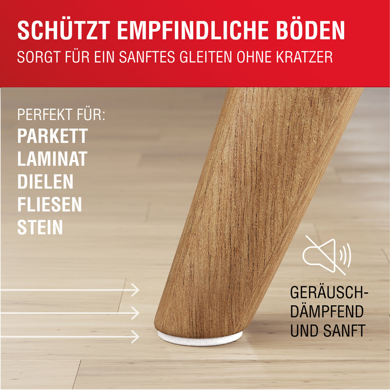 LouMaxx Filzgleiter selbstklebend weiß 112er Set (rund & eckig) – Filz selbstklebend - Möbelgleiter mit 4 mm Dicke und hoher Klebkraft