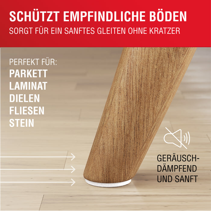 LouMaxx Filzgleiter selbstklebend weiß 112er Set (rund & eckig) – Filz selbstklebend - Möbelgleiter mit 4 mm Dicke und hoher Klebkraft