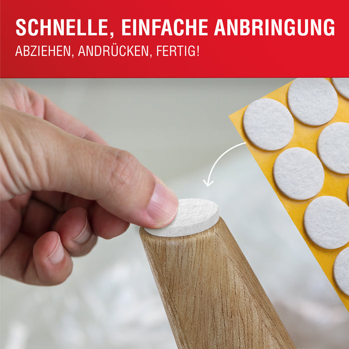LouMaxx Filzgleiter selbstklebend weiß 112er Set (rund & eckig) – Filz selbstklebend - Möbelgleiter mit 4 mm Dicke und hoher Klebkraft