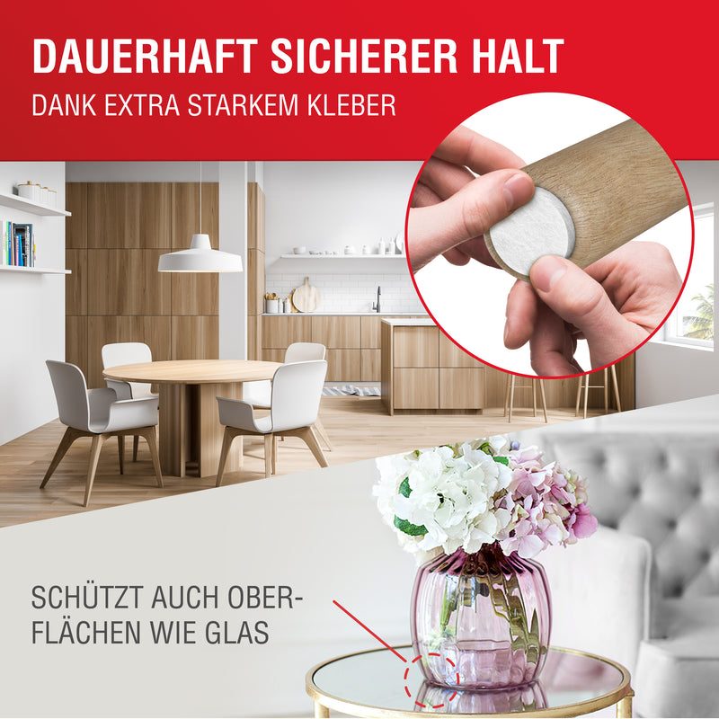 LouMaxx Filzgleiter selbstklebend weiß 112er Set (rund & eckig) – Filz selbstklebend - Möbelgleiter mit 4 mm Dicke und hoher Klebkraft