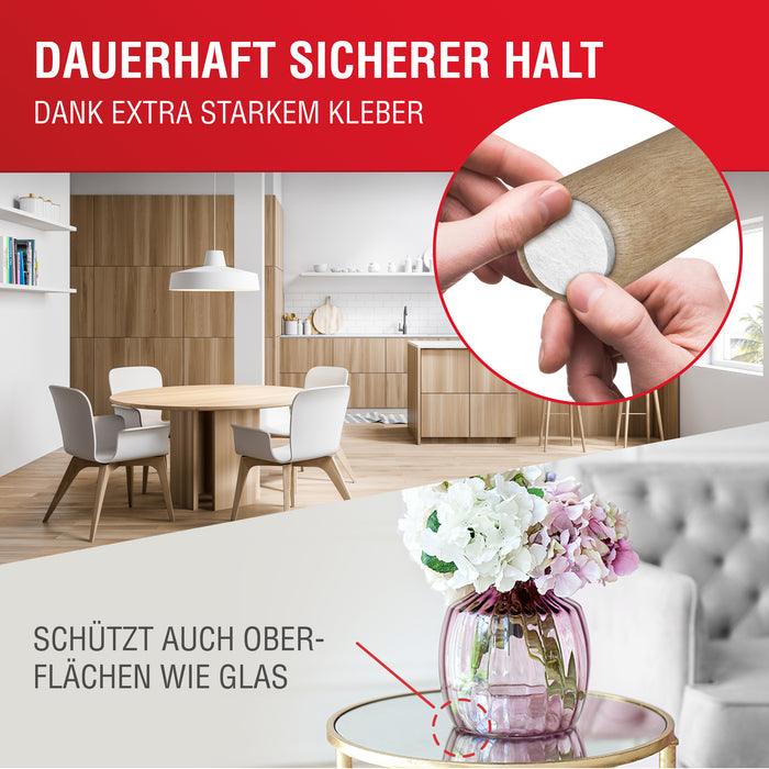 LouMaxx Filzgleiter selbstklebend weiß 112er Set (rund & eckig) – Filz selbstklebend - Möbelgleiter mit 4 mm Dicke und hoher Klebkraft