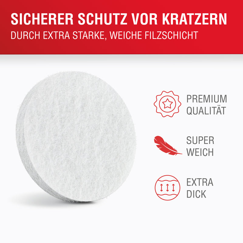 LouMaxx Filzgleiter selbstklebend weiß 128er Set (rund & eckig) – Filzgleiter für Stühle - Bodenschutz mit 3 mm Dicke und hoher Klebkraft – Premium Schutz für Ihre empfindlichen Böden