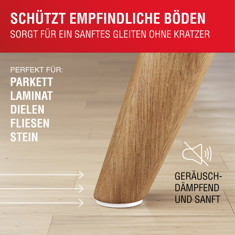 LouMaxx Filzgleiter selbstklebend weiß 128er Set (rund & eckig) – Filzgleiter für Stühle - Bodenschutz mit 3 mm Dicke und hoher Klebkraft – Premium Schutz für Ihre empfindlichen Böden