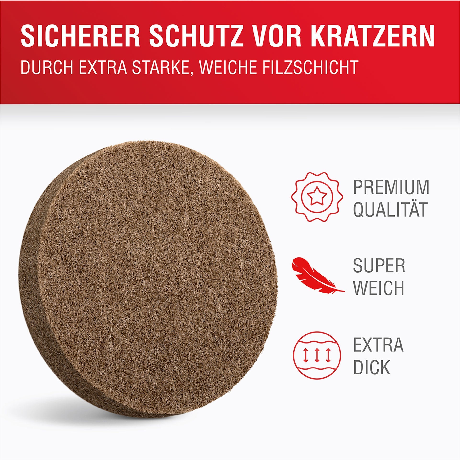 LouMaxx Filzgleiter selbstklebend braun 130er Set (rund & eckig) – Filz selbstklebend - Möbelgleiter mit 4 mm Dicke und hoher Klebkraft