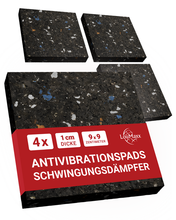 LouMaxx Antirutschmatte Waschmaschine 4er Set 9cm x 9cm-Waschmaschinenunterlage
