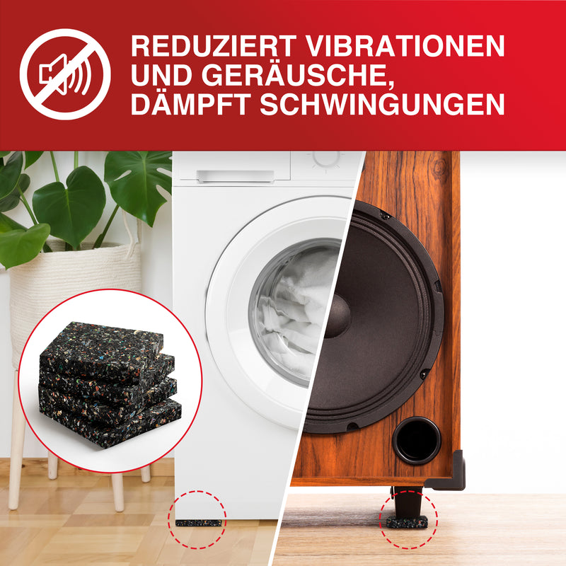 LouMaxx Antirutschmatte Waschmaschine 4er Set 9cm x 9cm-Waschmaschinenunterlage