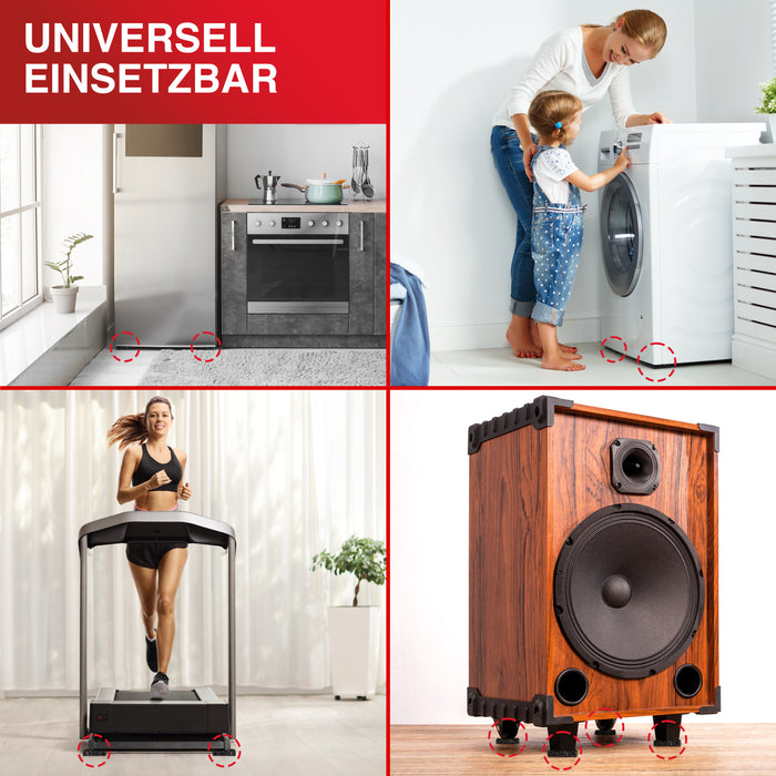 LouMaxx Antirutschmatte Waschmaschine 4er Set 10cmx10cm - Waschmaschinenunterlage – 1,5 cm dicke und rutschfeste Antivibrationsmatte