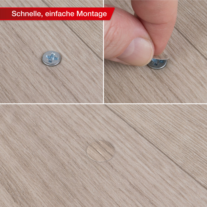 LouMaxx Abdeckkappen für Schrauben rund, Weißeiche Ø 14 mm – 50er Set - Selbstklebende Abdeckkappen für Bohrlöcher und kleine Beschädigungen – Universelle Schraubenabdeckung Made in EU