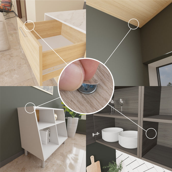 LouMaxx Abdeckkappen für Schrauben rund, Weißeiche Ø 14 mm – 50er Set - Selbstklebende Abdeckkappen für Bohrlöcher und kleine Beschädigungen – Universelle Schraubenabdeckung Made in EU