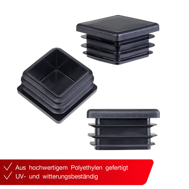 LouMaxx Lamellenstopfen 40x40 mm | Formrohrstopfen schwarz für Vierkantrohr 40x40 mm | Quadratische Zaunpfosten Kappen aus robustem Kunststoff | Rohrstopfen 40x40 mm für perfekten Schutz…