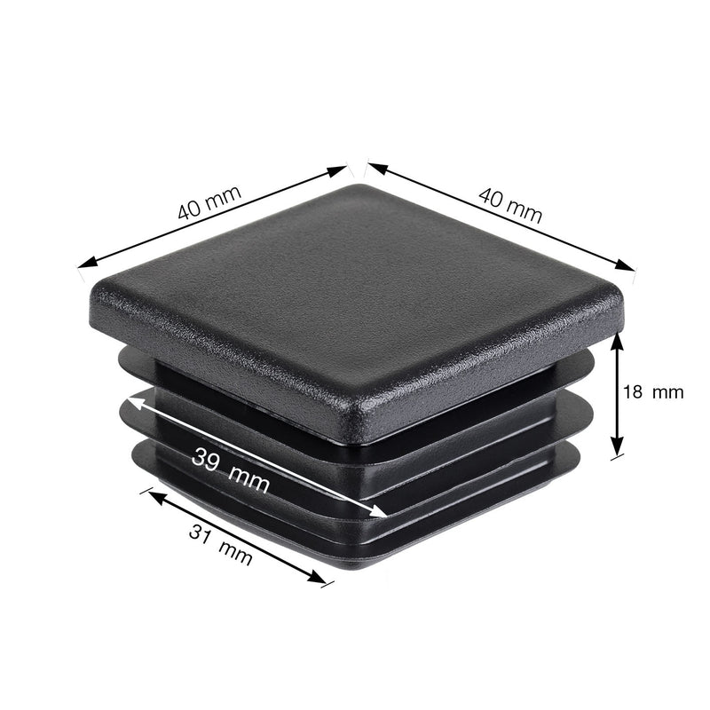 LouMaxx Lamellenstopfen 40x40 mm | Formrohrstopfen schwarz für Vierkantrohr 40x40 mm | Quadratische Zaunpfosten Kappen aus robustem Kunststoff | Rohrstopfen 40x40 mm für perfekten Schutz…