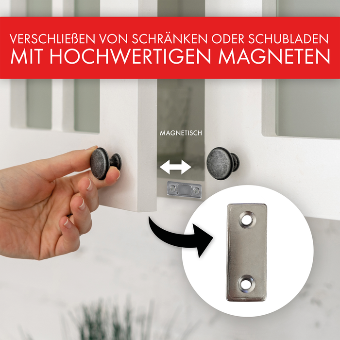 LouMaxx Magnetschnäpper selbstklebend - Haltekraft 8kg - 6er Set aus Edelstahl – Ultradünner Schrankmagnet – Möbelmagnete – Tuer Magnetverschluss Edelstahl– Magnethalter Schranktür für sicheren Halt