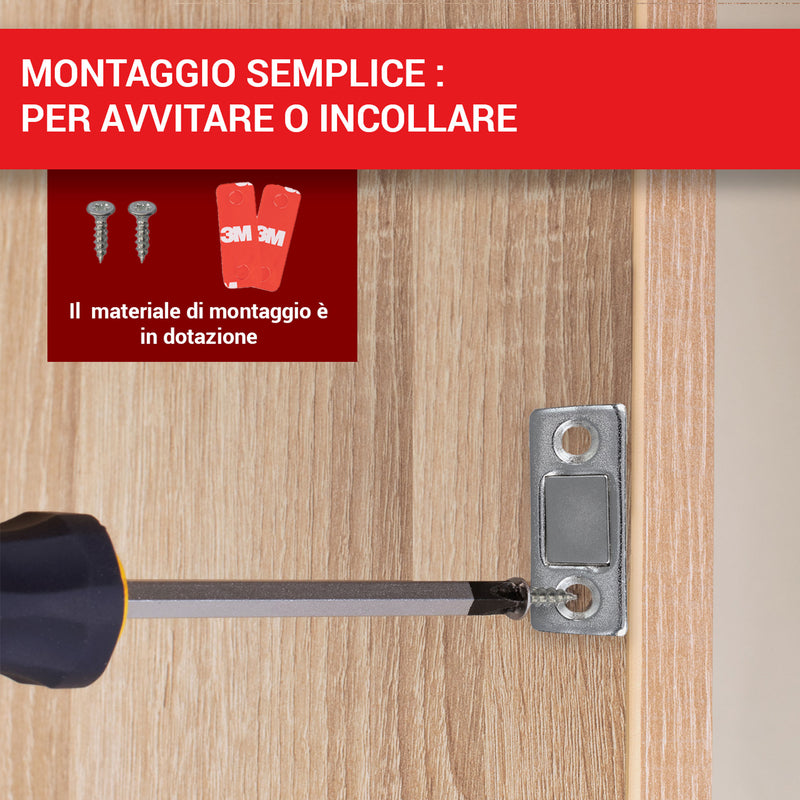 LouMaxx Türmagnet selbstklebend - Tür Magnet 8 kg Haltekraft - 2er Set Magnetschnäpper - Türmagnete aus Edelstahl - Ultradünner Magnetverschluss Schrank - Magnet Schranktür für sicheren Halt