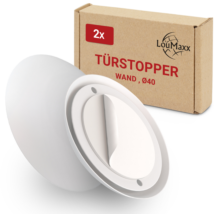 LouMaxx Türpuffer - 2er Set weiße Wandpuffer Ø 40 mm - Anschlagpuffer - Elastikpuffer - Anschlagdämpfer - Türstopper Wand
