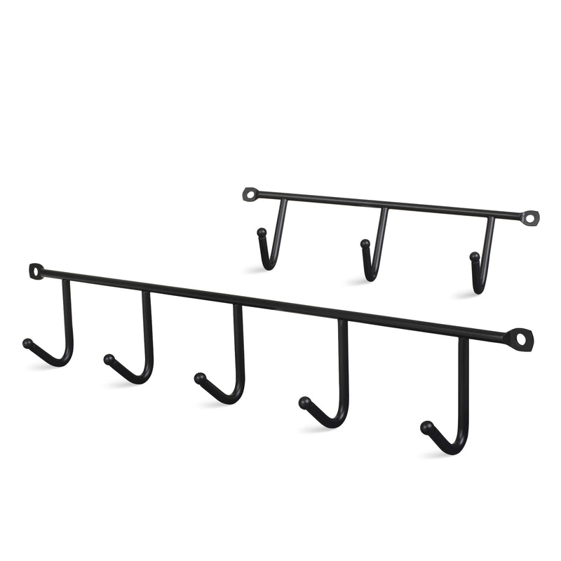 LouMaxx Hakenleiste – Kleiderhaken Wand 2er Set in Schwarz – Gaderobenhakenleiste – optimaler Helfer für Küche, Bad und Garage